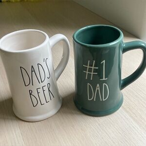 NWOT Rae Dunn Dad's Beer Mug Set #1 Dad White and Green, Father’s Day Gift